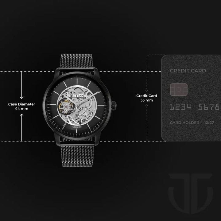 Titan Skeletal Automatic NU90110NM02 Black Dial Men&