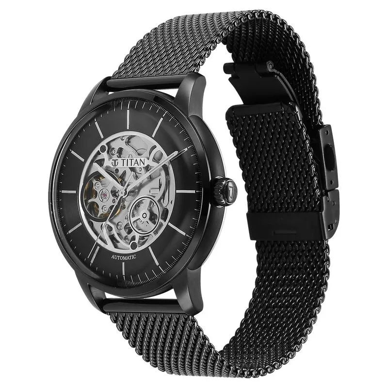 Titan Skeletal Automatic NU90110NM02 Black Dial Men&
