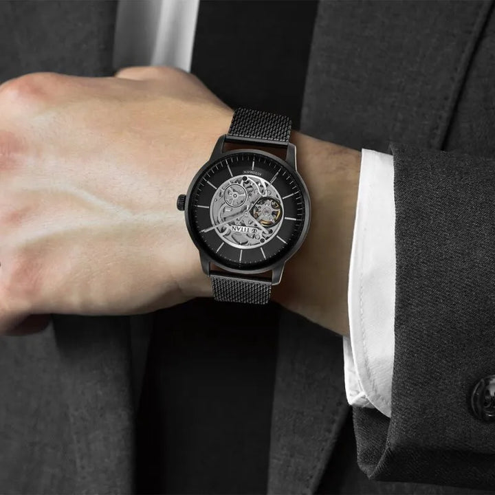 Titan Skeletal Automatic NU90110NM02 Black Dial Men&
