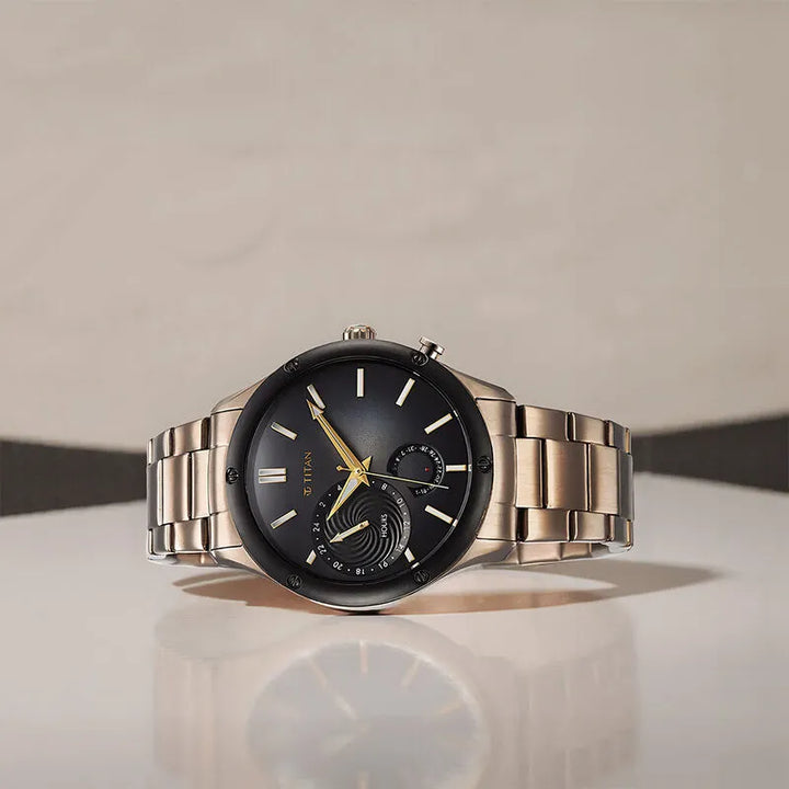 Titan Stellar nu10009km03 Multifunction Brown Dial Men&