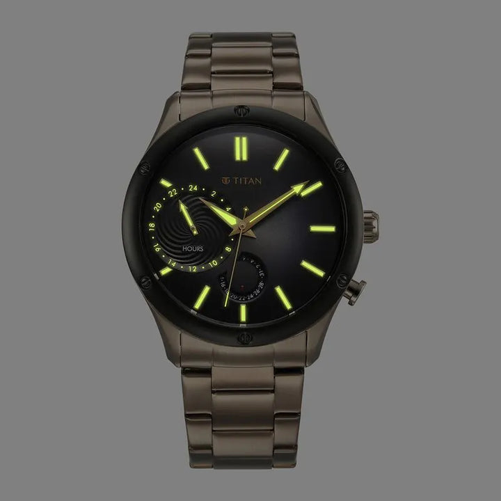 Titan Stellar nu10009km03 Multifunction Brown Dial Men&
