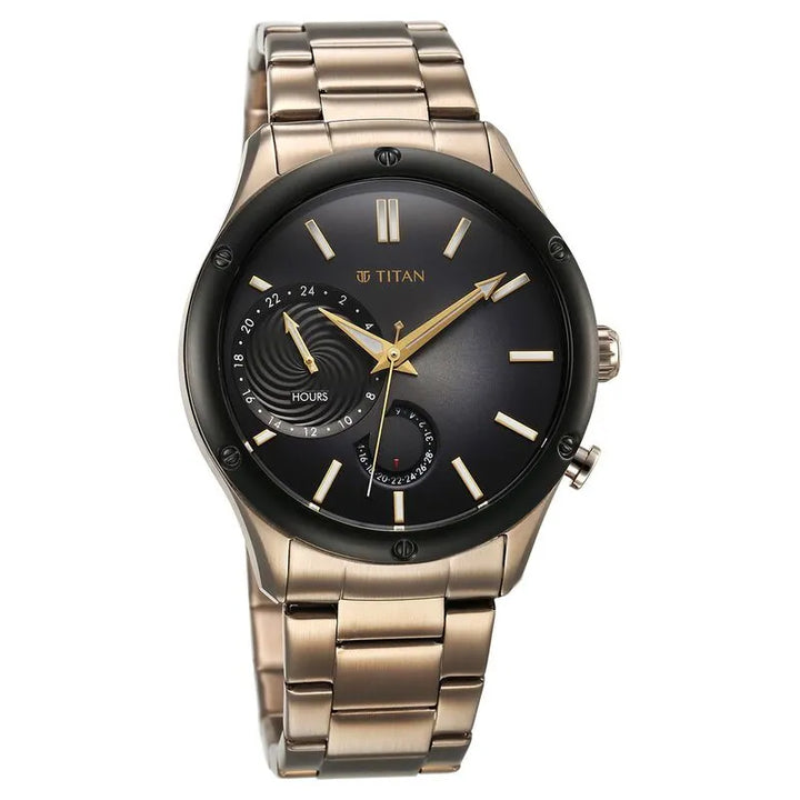 Titan Stellar nu10009km03 Multifunction Brown Dial Men&