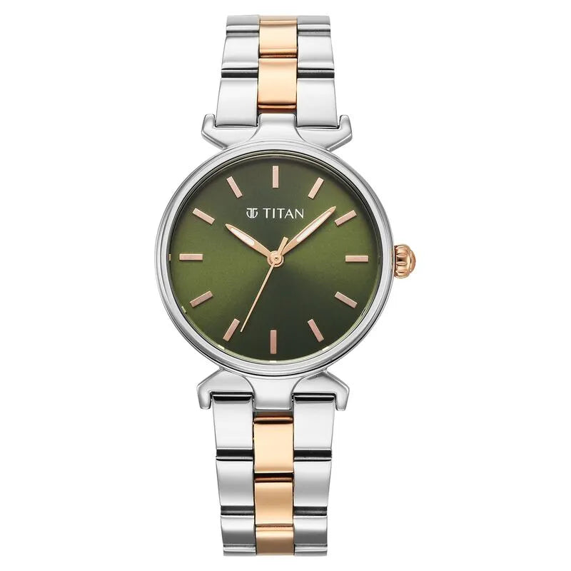 Titan Workday Edit 95396km01 Green Dial Women&