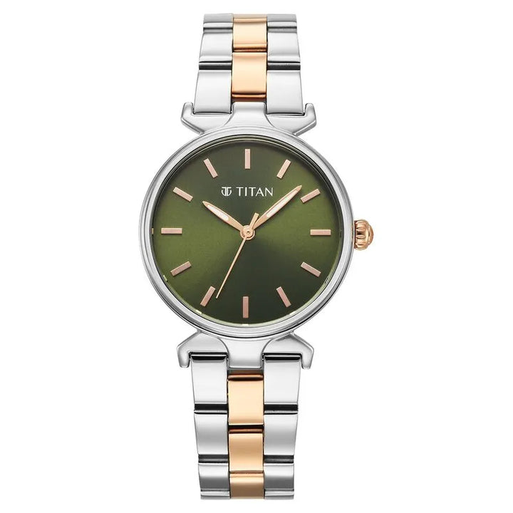 Titan Workday Edit 95396km01 Green Dial Women&