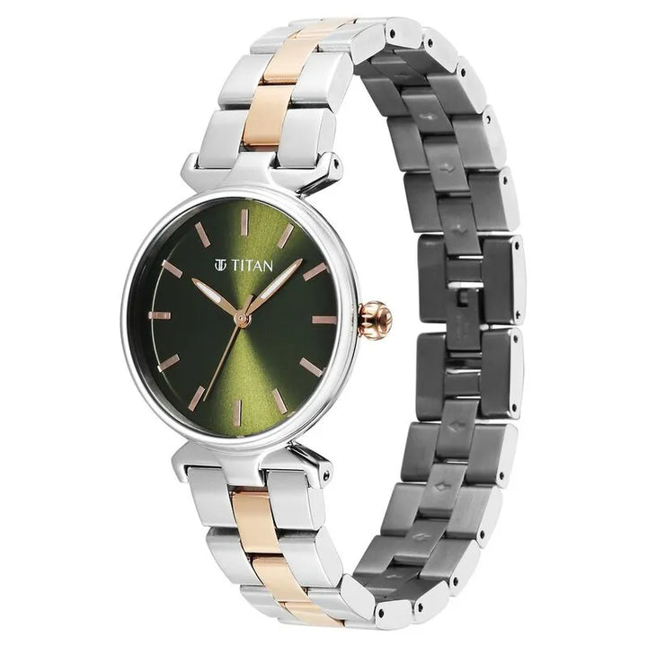Titan Workday Edit 95396km01 Green Dial Women&