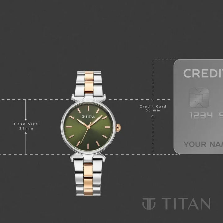 Titan Workday Edit 95396km01 Green Dial Women&