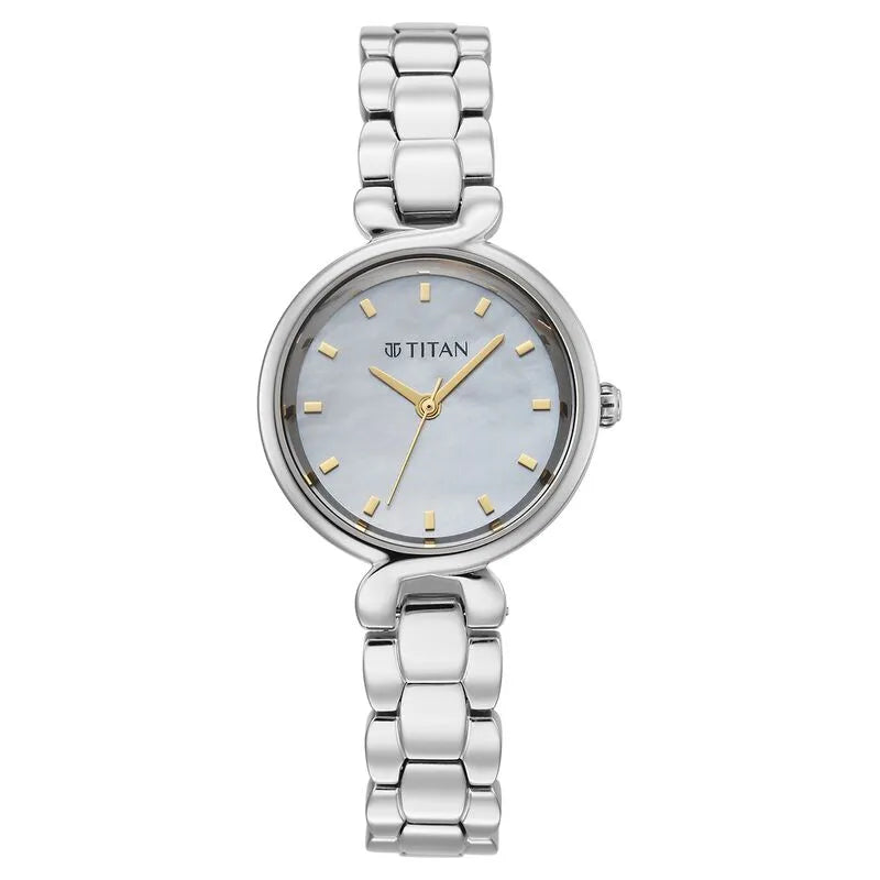 Titan Workday Edit Quartz Analog Mother Of Pearl Dial Silver Stainless Steel Strap Women&