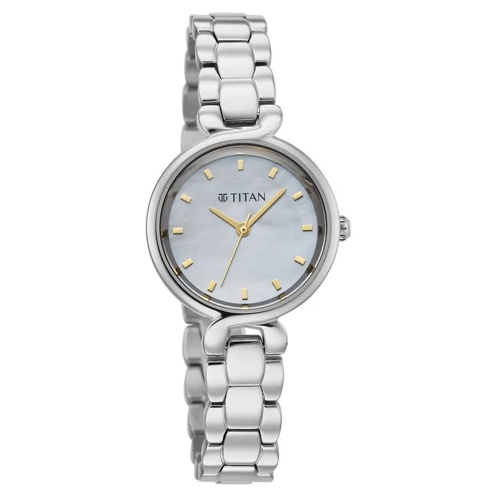 Titan Workday Edit Quartz Analog Mother Of Pearl Dial Silver Stainless Steel Strap Women&