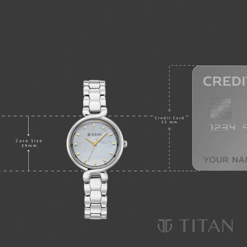 Titan Workday Edit Quartz Analog Mother Of Pearl Dial Silver Stainless Steel Strap Women&
