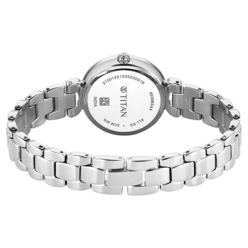Titan Workday Edit Quartz Analog Mother Of Pearl Dial Silver Stainless Steel Strap Women&