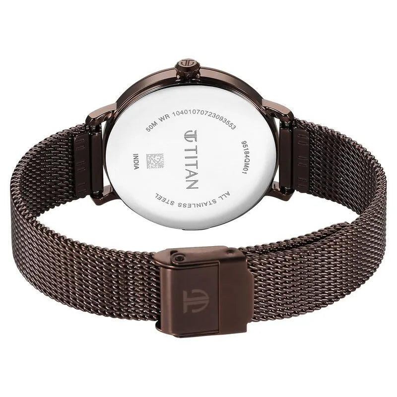 Titan Workwear Quartz Analog Black Dial Brown Stainless Steel Strap Women&