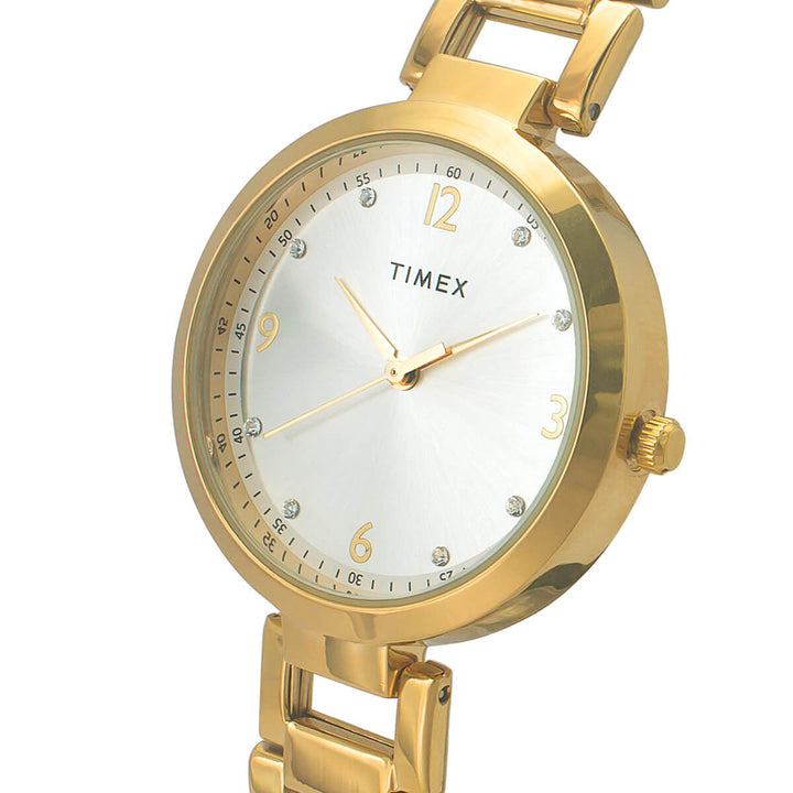 Timex Fashion Women's Silver Dial Round Case 3 Hands Function Watch -TW000X234