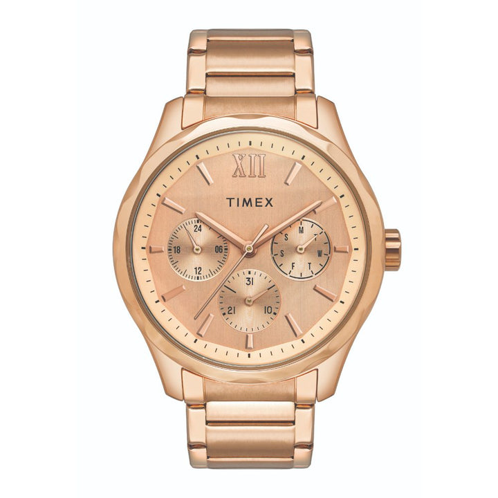 Timex Empera Pairs Rose Gold Dial Round Case Multifunction Function Watch -TW00PR266