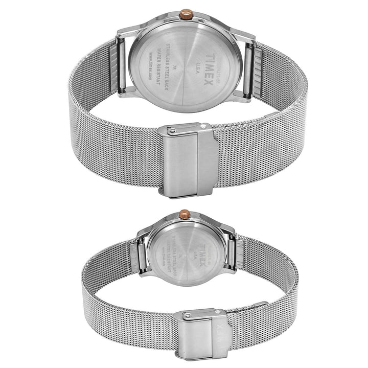 Timex Classics Pairs Silver Dial Round Case 3 Hands Function Watch -TW00PR271