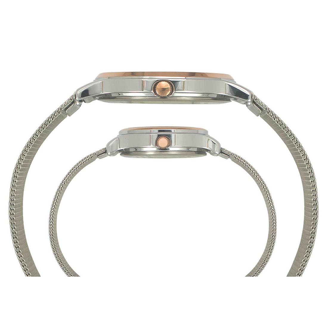 Timex Classics Pairs Silver Dial Round Case 3 Hands Function Watch -TW00PR271