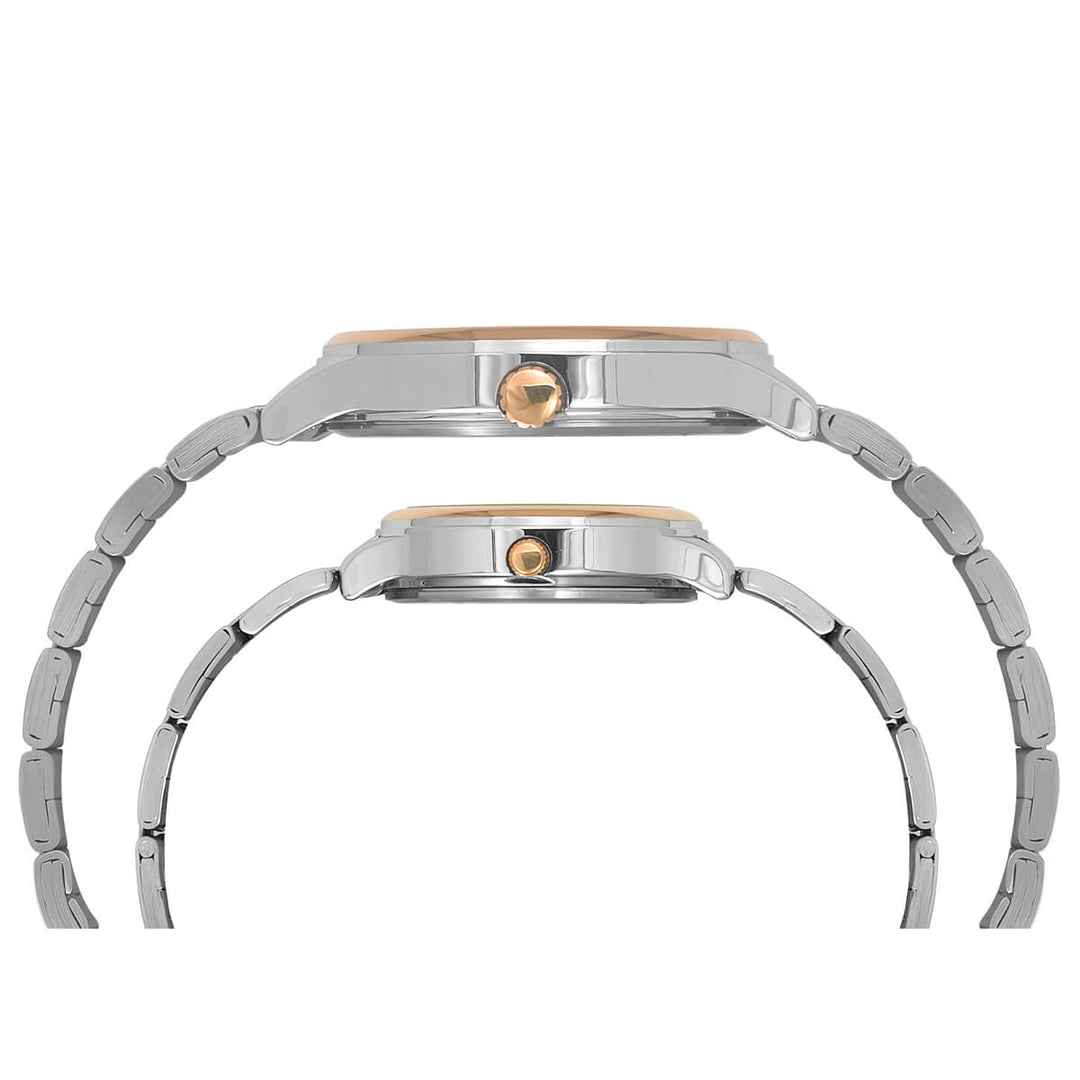 Timex Empera Pairs Silver Dial Round Case Day Date/3 Hands Function Watch -TW00PR274