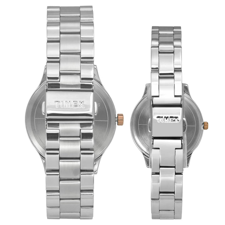 Timex Empera Pairs Silver Dial Round Case Day Date/3 Hands Function Watch -TW00PR274