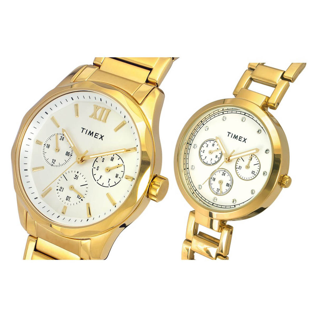 Timex Empera Pairs Silver Dial Round Case Multifunction Function Watch -TW00PR277