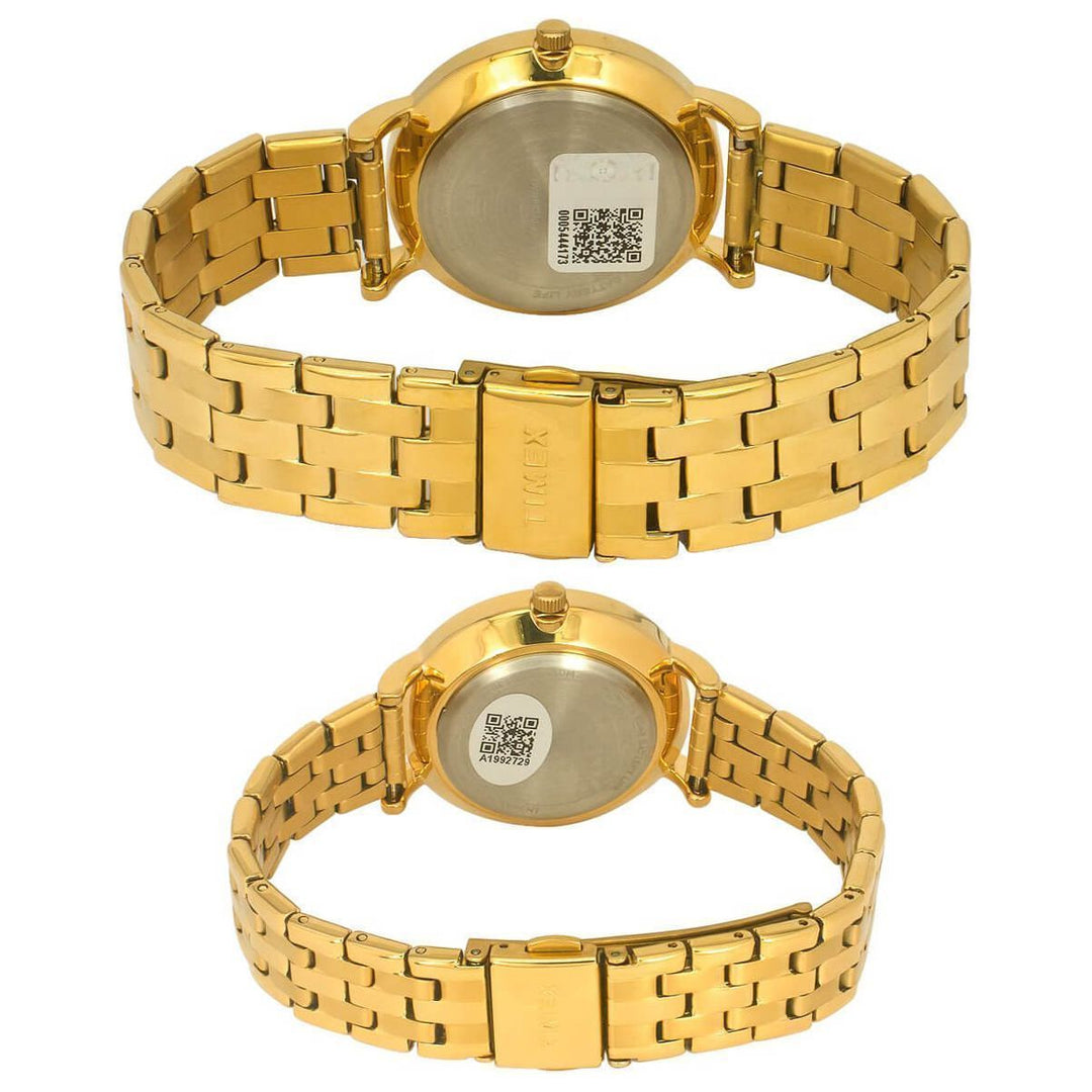Timex Empera Pairs Champagne Dial Round Case 10 Year Battery Life + Date Function Watch -TW00PR280