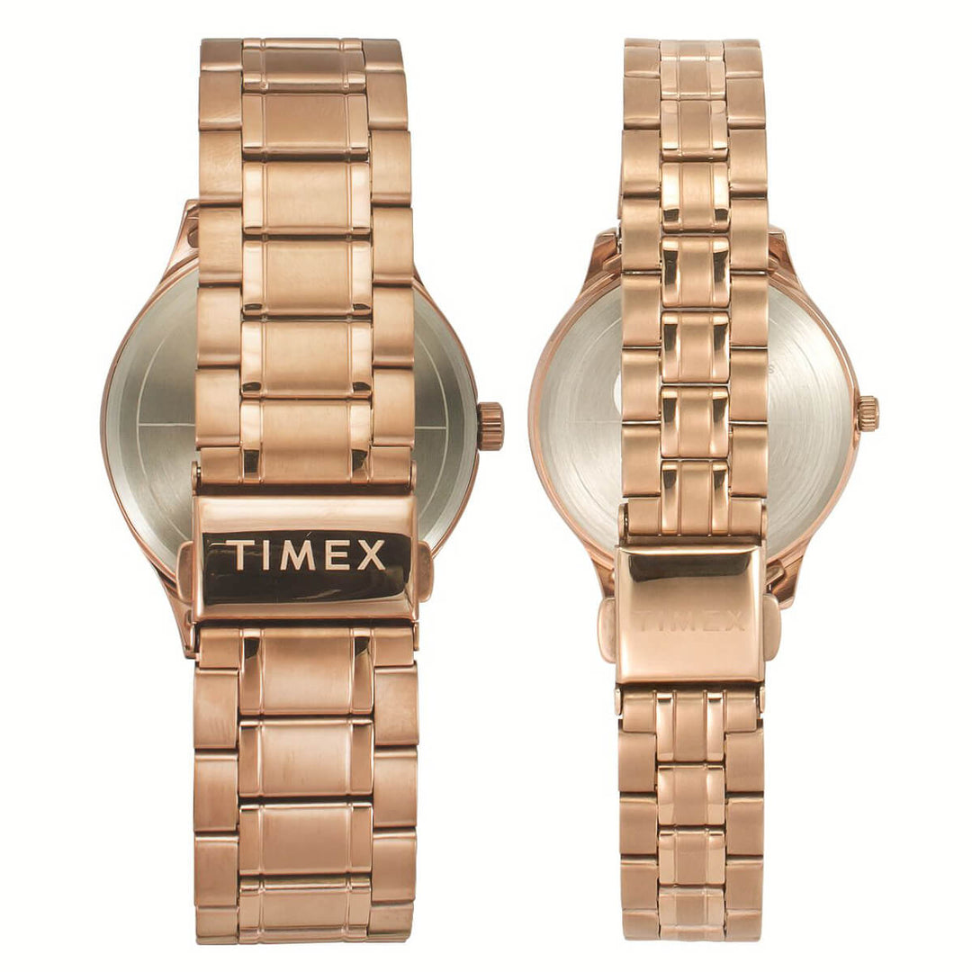 Timex Empera Pairs Blue Dial Round Case Day-Date + 3 Hands Function Watch -TW00PR284