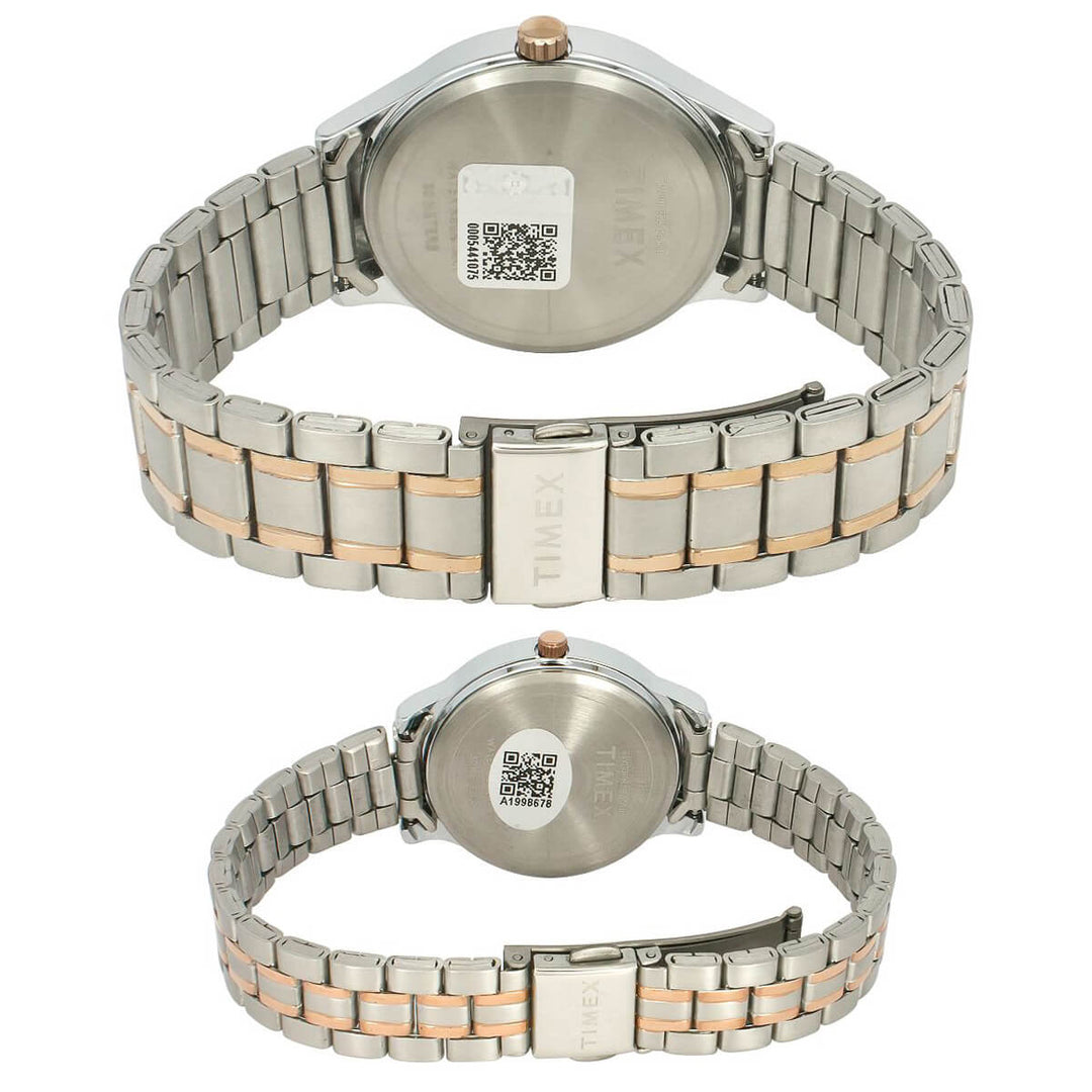 Timex Empera Pairs Silver Dial Round Case Day-Date + 3 Hands Function Watch -TW00PR285
