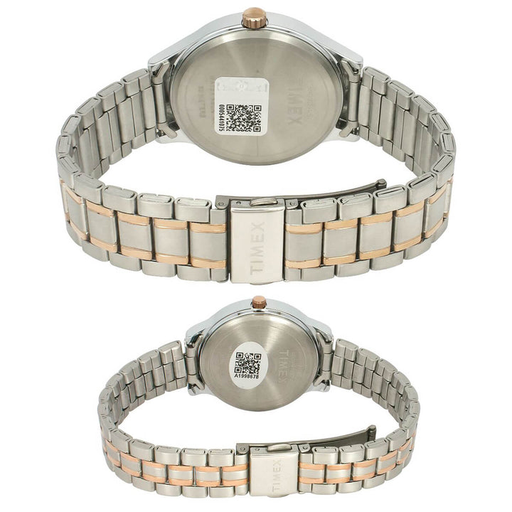 Timex Empera Pairs Silver Dial Round Case Day-Date + 3 Hands Function Watch -TW00PR285
