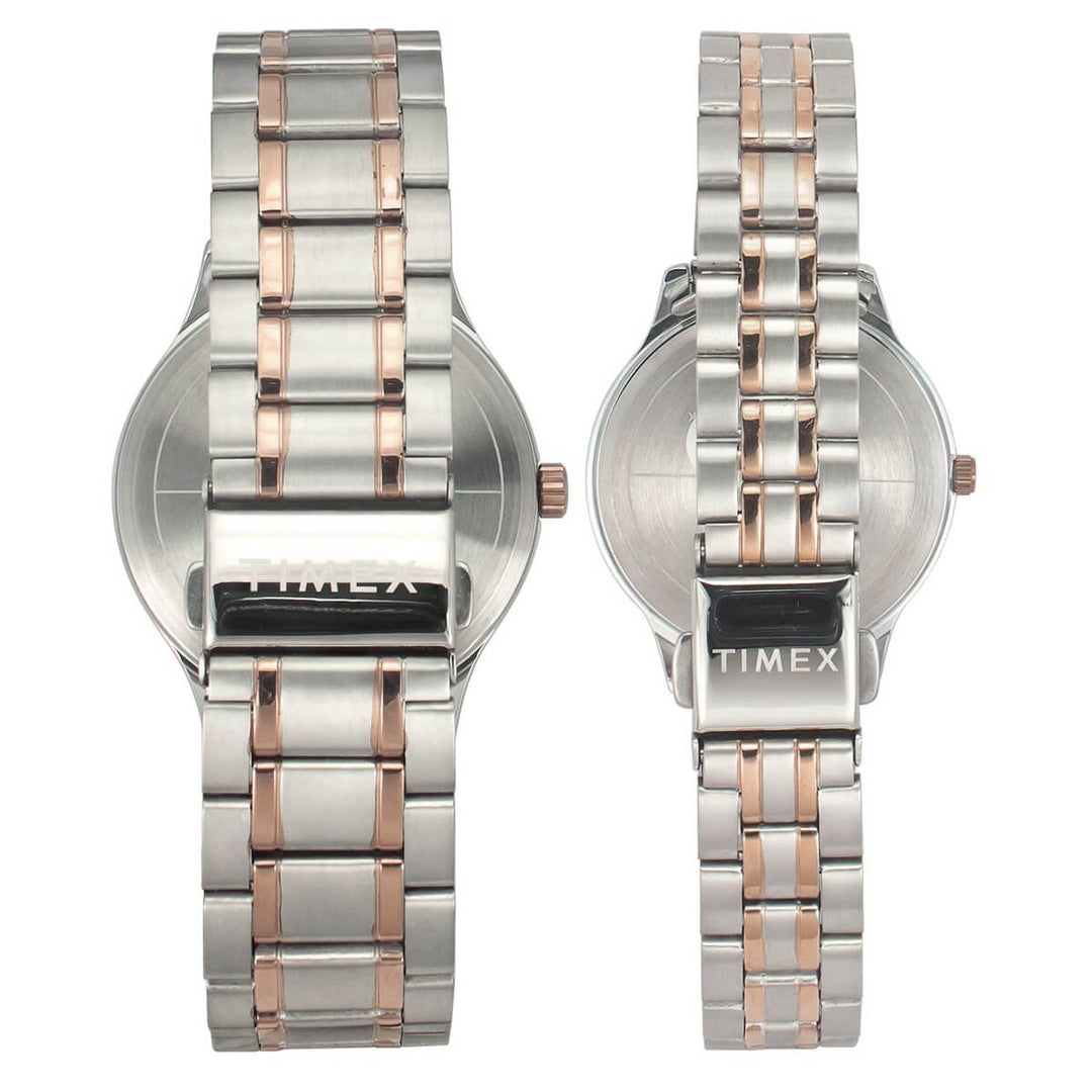Timex Empera Pairs Silver Dial Round Case Day-Date + 3 Hands Function Watch -TW00PR285