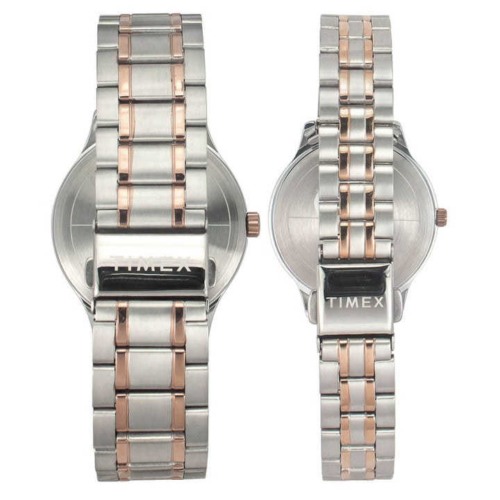 Timex Empera Pairs Silver Dial Round Case Day-Date + 3 Hands Function Watch -TW00PR285