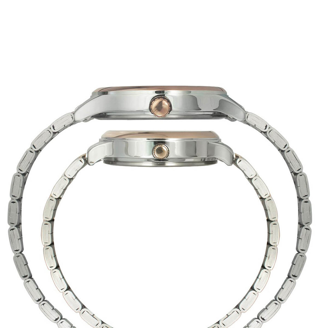 Timex Empera Pairs Silver Dial Round Case Day-Date + 3 Hands Function Watch -TW00PR285