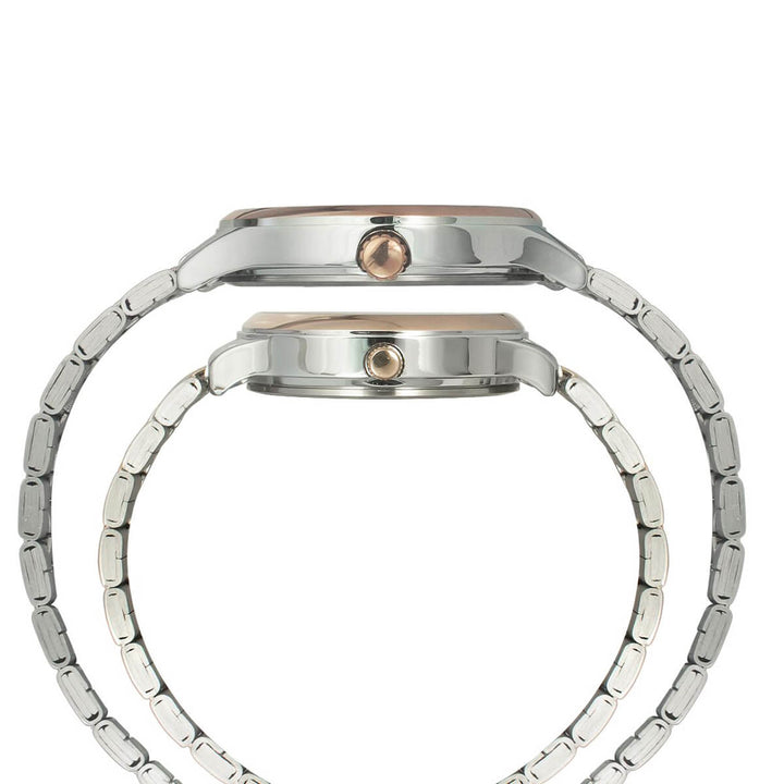 Timex Empera Pairs Silver Dial Round Case Day-Date + 3 Hands Function Watch -TW00PR285