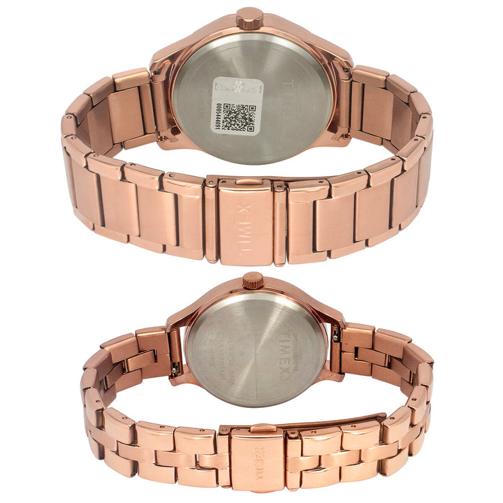 Timex Fashion Collection Premium Quality Multifunction Pair's Analog Blue Dial Coloured Quartz Watch, Round Dial With 44 Mm Case Width - TW00PR290