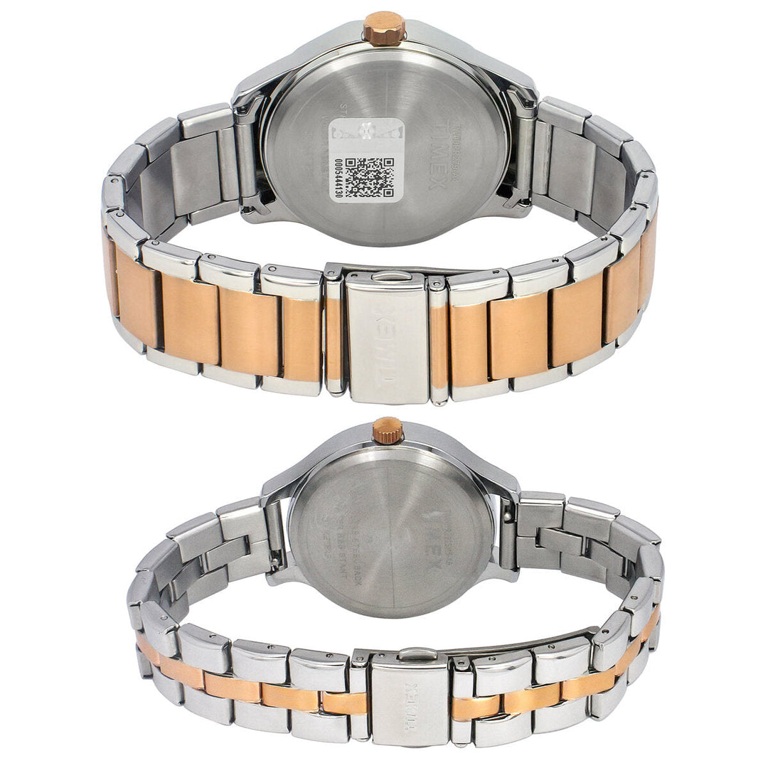 Timex Fashion Collection Premium Quality Multifunction Pair's Analog Silver Dial Coloured Quartz Watch, Round Dial With 44 Mm Case Width - TW00PR291