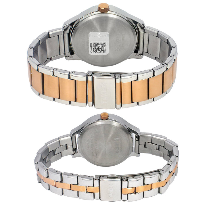 Timex Fashion Collection Premium Quality Multifunction Pair's Analog Silver Dial Coloured Quartz Watch, Round Dial With 44 Mm Case Width - TW00PR291