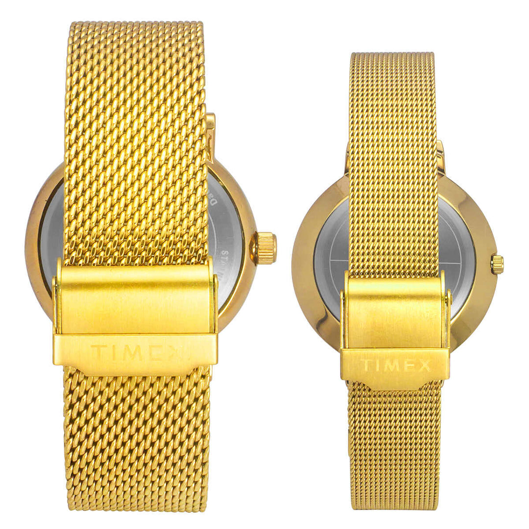 Timex Fashion Collection Premium Quality Multifunction Pair's Analog Silver Dial Coloured Quartz Watch, Round Dial With 43 Mm Case Width - TW00PR292