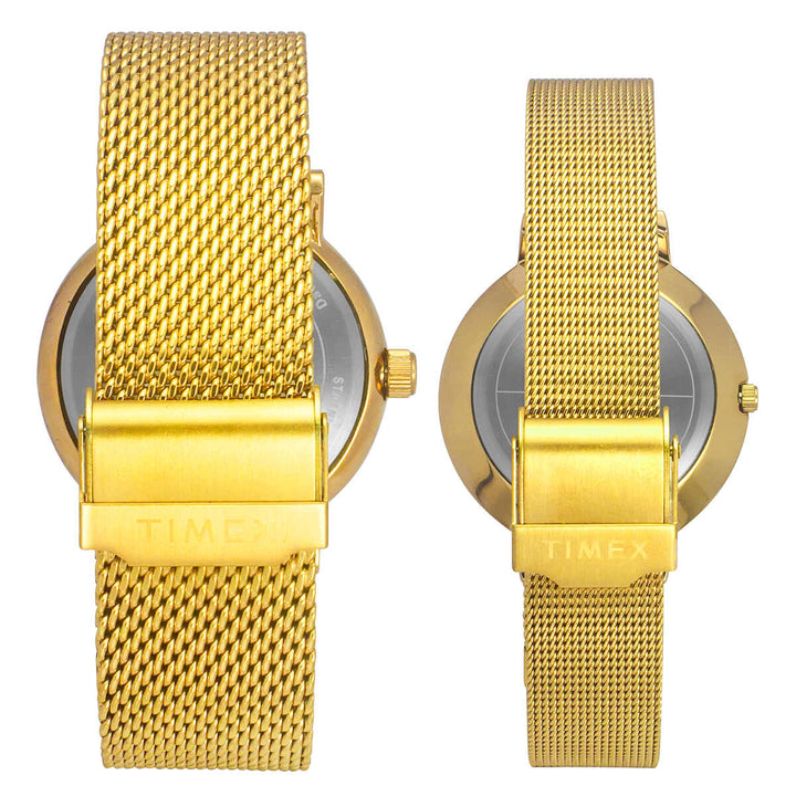 Timex Fashion Collection Premium Quality Multifunction Pair's Analog Silver Dial Coloured Quartz Watch, Round Dial With 43 Mm Case Width - TW00PR292