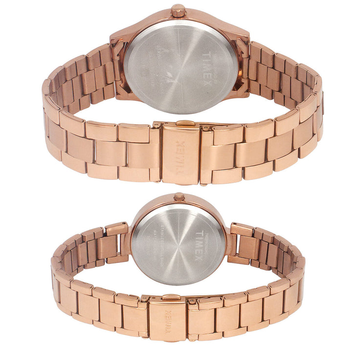 Timex Fashion Collection Premium Quality 3 Hands Pair's Analog Blue Dial Coloured Quartz Watch, Round Dial With 42 Mm Case Width - TW00PR296