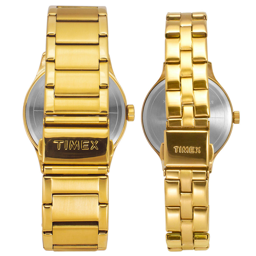 Timex Fashion Collection Premium Quality Multifunction Pair's Analog Brown Dial Coloured Quartz Watch, Round Dial With 44 Mm Case Width - TW00PR297