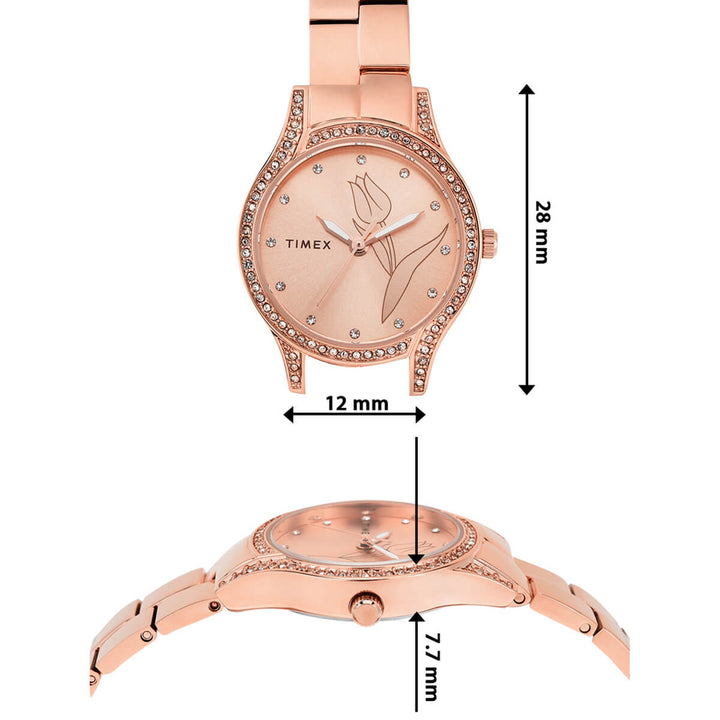 Timex Empera Women's Rose Gold Dial Round Case 3 Hands Function Watch -TW0TL9503