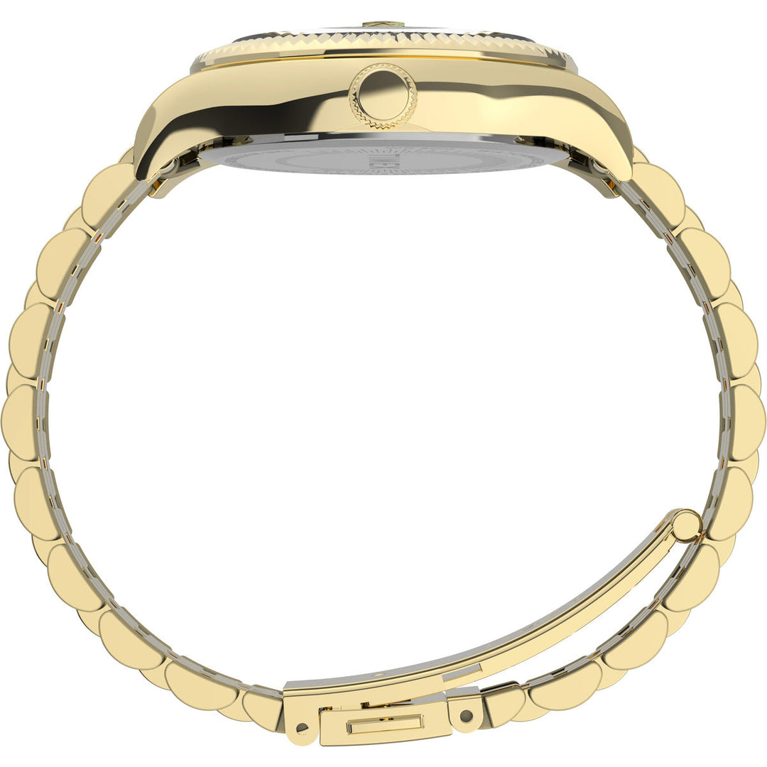 Timex 3 Hands Women's Analog Gold Dial Coloured Quartz Watch, Round Dial With 34 Mm Case Width - TW2T86900UJ