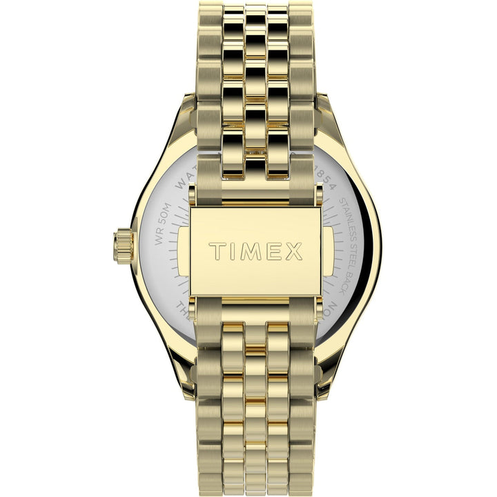 Timex 3 Hands Women's Analog Gold Dial Coloured Quartz Watch, Round Dial With 34 Mm Case Width - TW2T86900UJ