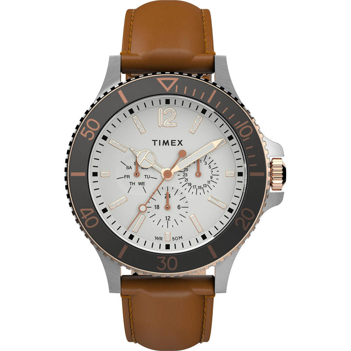 Timex 3 Hands Men's Analog White Dial Coloured Quartz Watch, Round Dial With 43 Mm Case Width - TW2U12800UJ