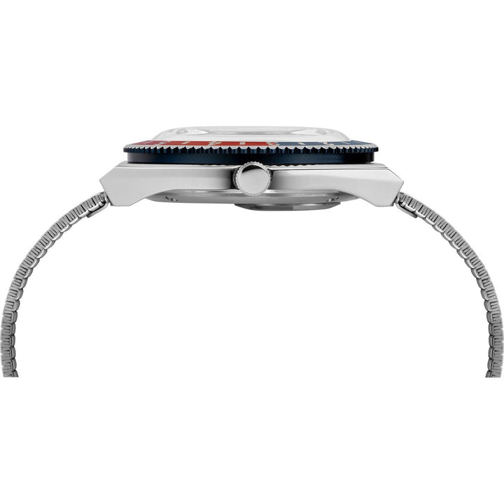 Q Timex 3 Hands Men's Analog White Dial Coloured Quartz Watch, Round Dial With 38 Mm Case Width - TW2U61200U9