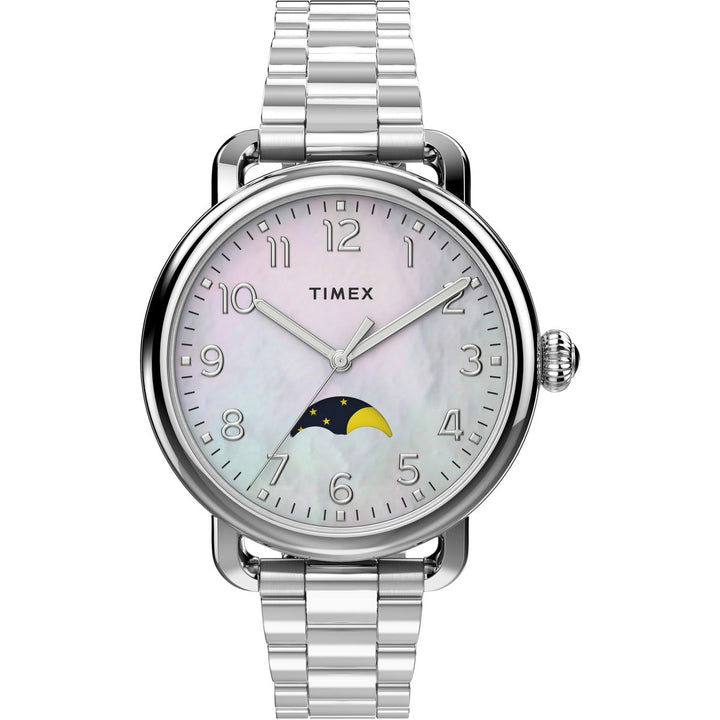 Timex Multifunctonal Women's Analog White Dial Coloured Quartz Watch, Round Dial With 34 Mm Case Width - TW2U98300UJ