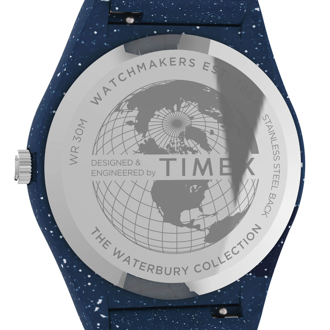 Timex Heritage Collection Men's Quartz Analog Blue Dial Round Case Ocean-Plastic Function Watch -TW2V37400