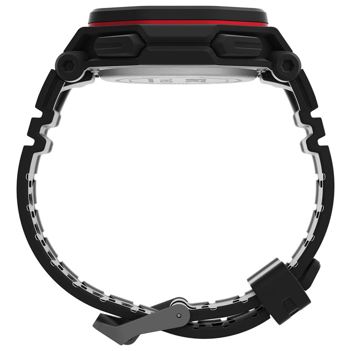 Timex UFC Strength Collection Premium Quality Men's Quartz Analog/Digital Black Dial Coloured Quartz Watch, Octogonal Dial With 45 Mm Case Width - TW2V55200X6