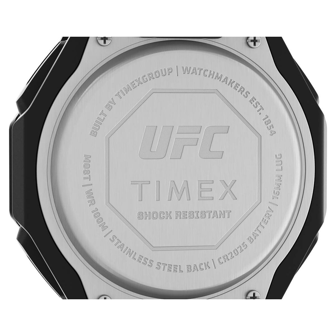 Timex UFC Strength Collection Premium Quality Men's Quartz Analog/Digital Black Dial Coloured Quartz Watch, Octogonal Dial With 45 Mm Case Width - TW2V55200X6