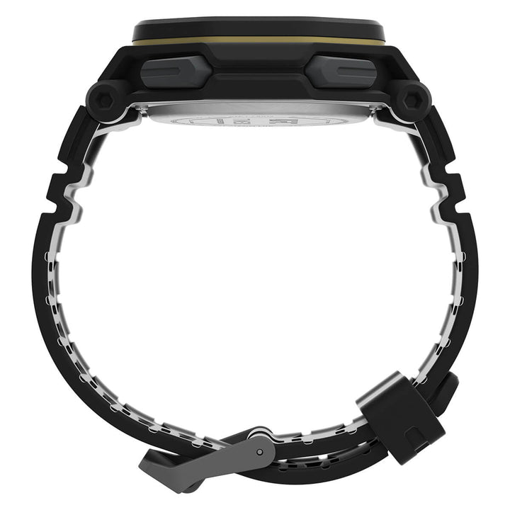 Timex UFC Strength Collection Premium Quality Men's Quartz Analog/Digital Black Dial Coloured Quartz Watch, Octogonal Dial With 45 Mm Case Width - TW2V55300X6