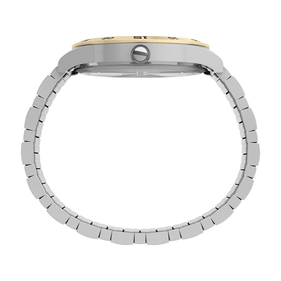 Timex Men Silver-Tone Round Brass Dial Analog Watch - TW2V565000D