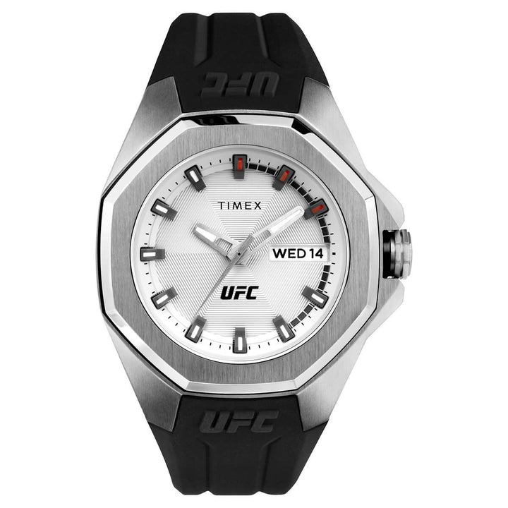 Timex UFC Street Collection Premium Quality Men's Quartz Analog Silver-Tone Dial Coloured Quartz Watch, Round Dial With 44 Mm Case Width - TW2V57200X6