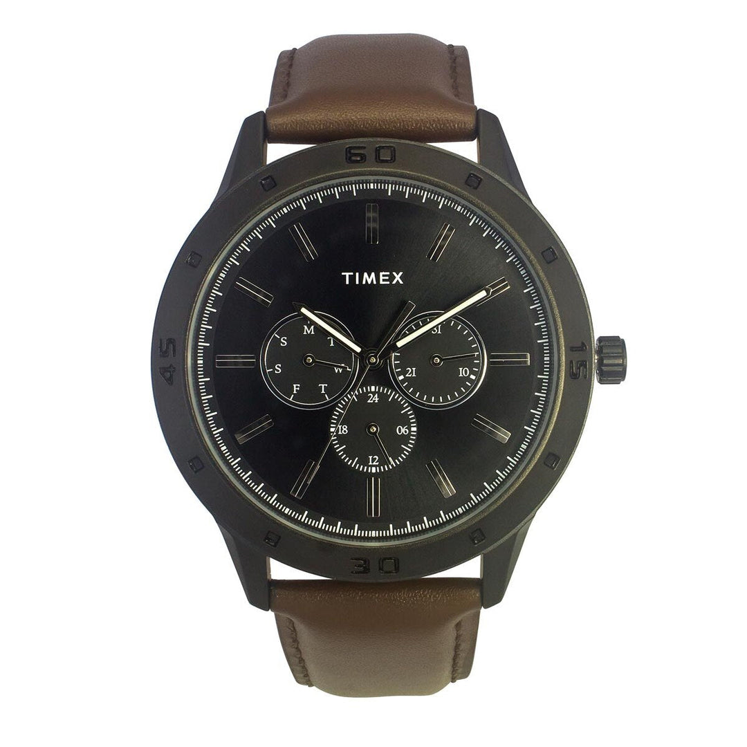 Timex Multifunction Men Analog Black Dial Coloured Quartz Watch, Round Dial With 30 Mm Case Width - TWEG135SMU02
